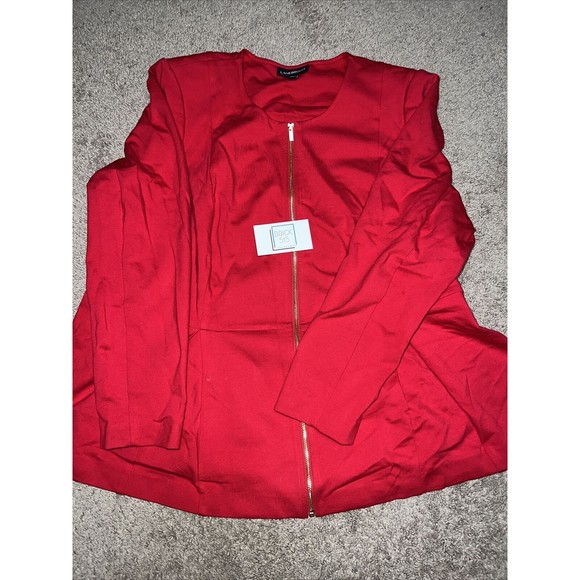 LANE BRYANT RED LONG Sleeve JACKET Size 24 W/ Shoulder Padding Good Condition - Picture 1 of 3